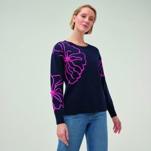 Pull Fleur Cassandra AW444 Leo et Ugo</br> <h3>Navy Fushia</h3>