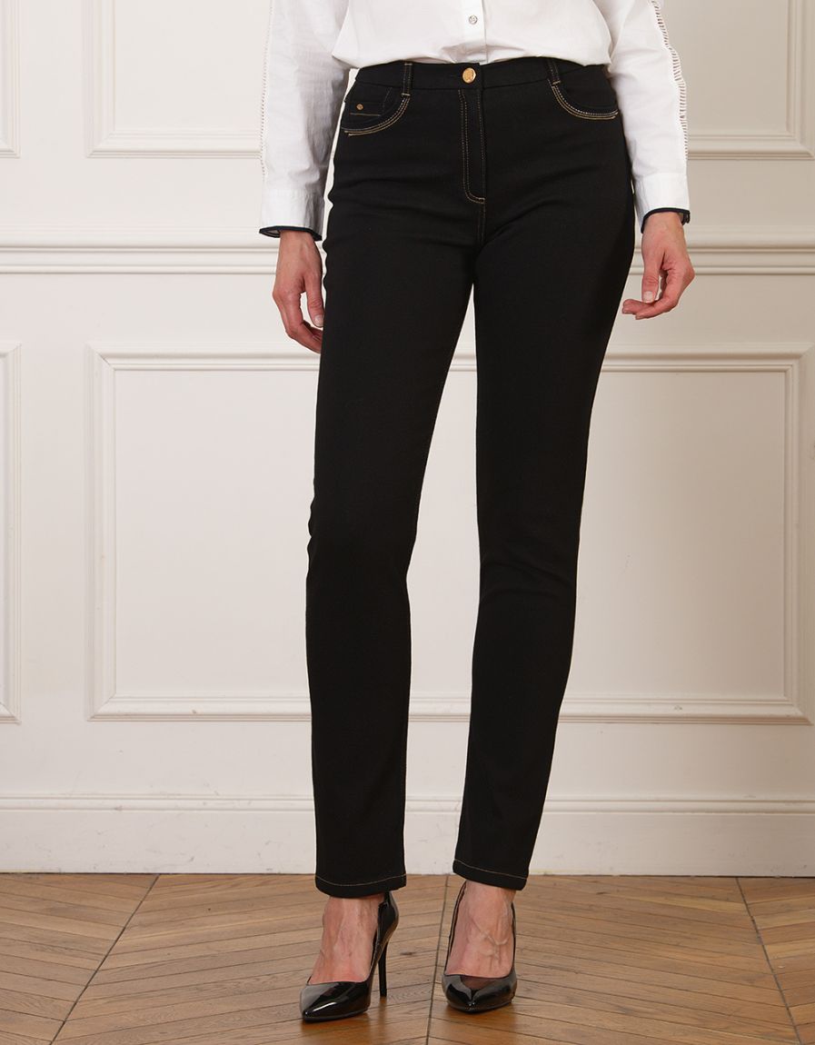 Pantalon Droit Crêpe Christine Laure</br><h3>Noir</h3> – Image 2