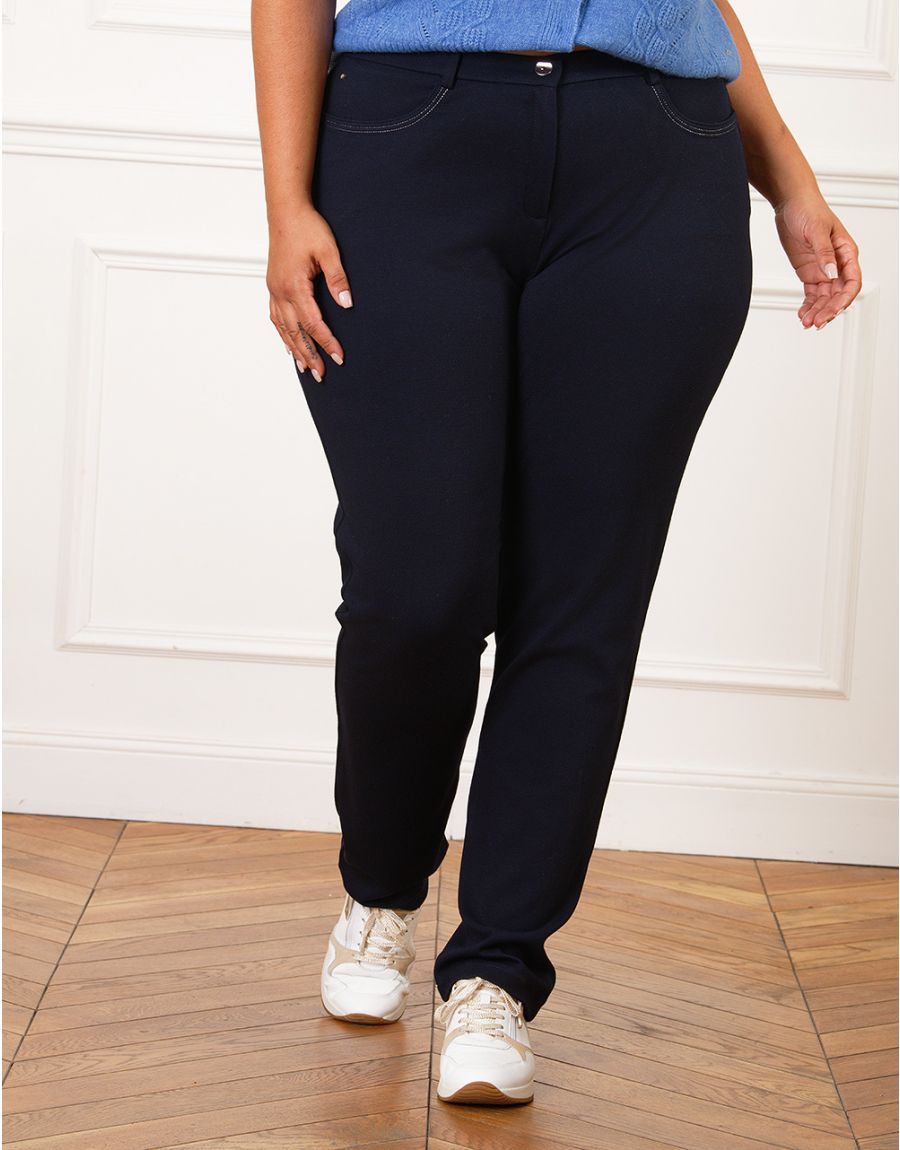 Pantalon Strech Coupe Ajustée Christine Laure</br><h3>Marine ou Noir</h3> – Image 2