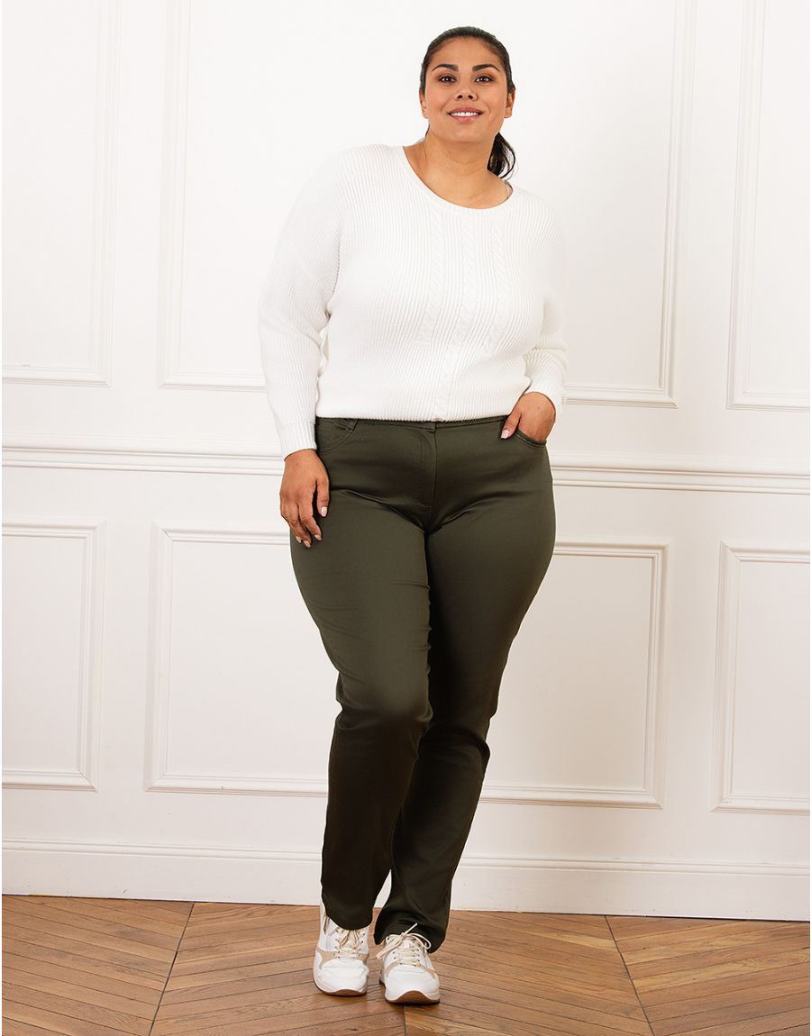 Pantalon Coton "Les Essentiels" Coupe Ajustée Christine Laure</br><h3>Kaki ou Chocolat</h3>