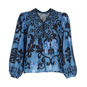 Blouse Imprimée Daria Julie Guerlande</br><h3> Bleu Canard</h3>