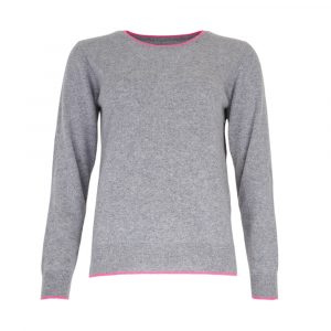 Pull Cachemire Col Rond Madeleine Julie Guerlande</br><h3> Gris/rose ou Noir/Rose</h3>