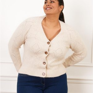 Gilet Maille Ajouré Christine Laure</br><h3>Ecru</h3>