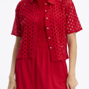 Chemisier Coton  Ajouré-  JE924 Leo et Ugo</br> <h3>Rouge</h3>