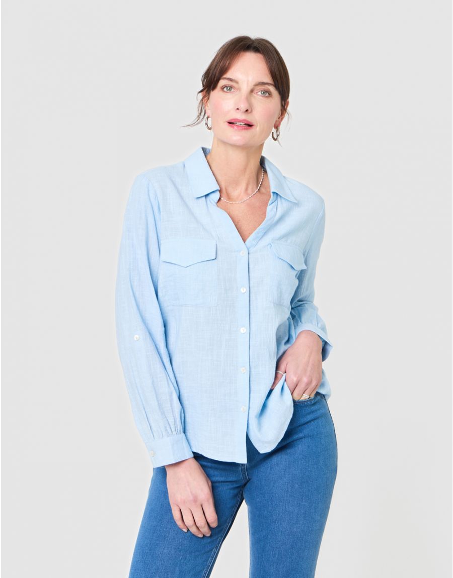 Chemisier Coton Christine Laure</br><h3>Bleu Ciel</h3>