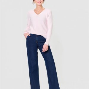 Pull Coton Col V  Les Essentiels Christine Laure</br><h3>Rose Poudré</h3>
