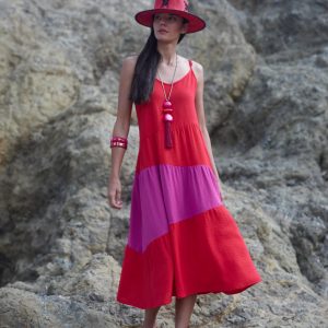 Robe longue à bretelles 261164 Senoretta</br><h3> Rouge</h3>