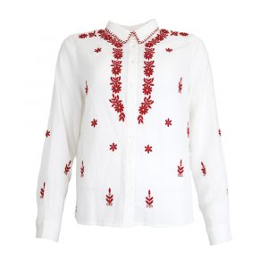 Chemisier Coton Brodé Lorie Julie Guerlande</br><h3>Ecru</h3>