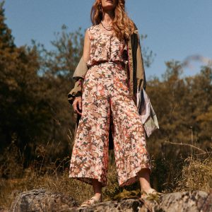 Pantalon Fluide Taille Elastique Oxygène  Lola Espeleta </br> <h3>Corail</h3>