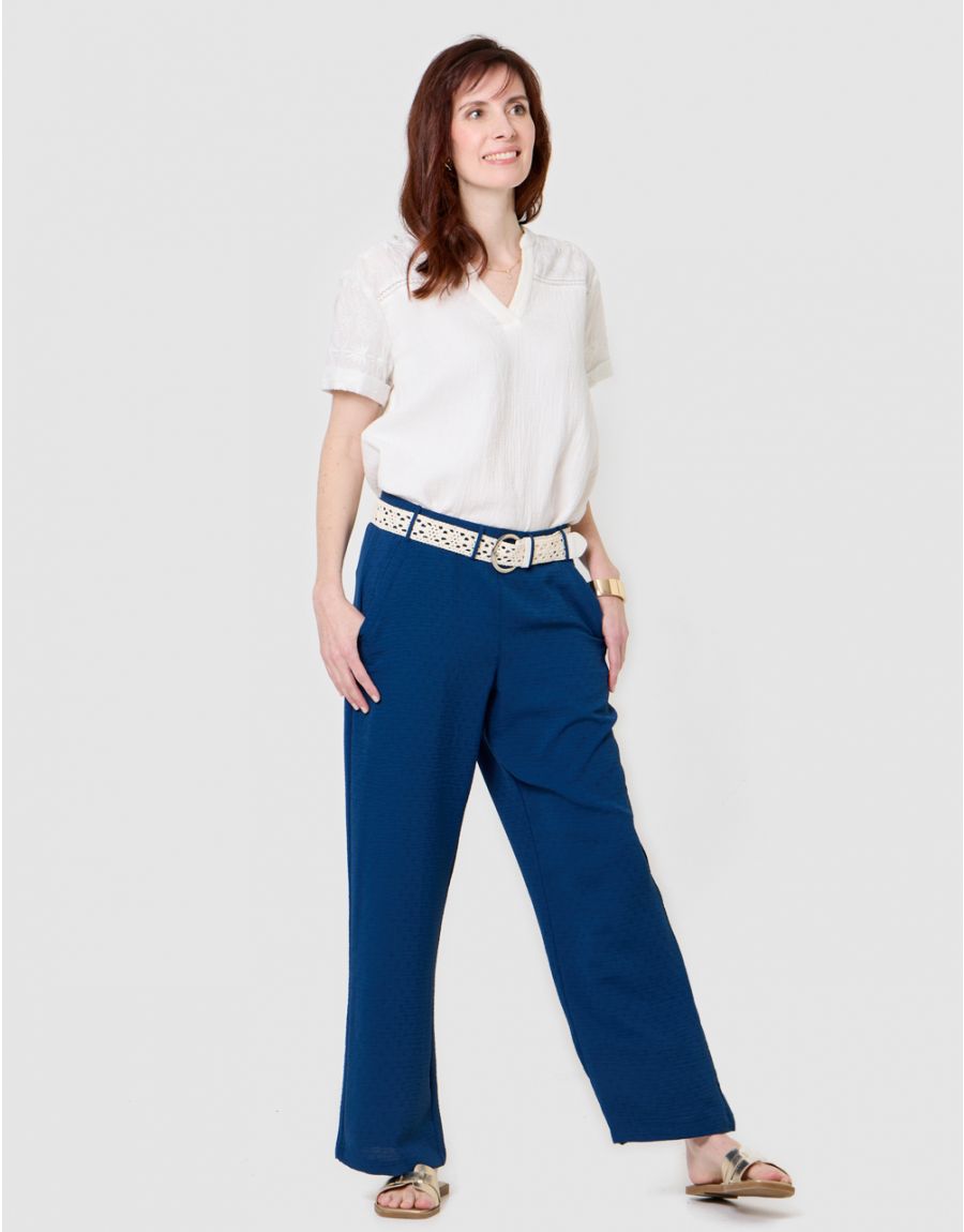 Pantalon Fluide Large Bleu Christine Laure</br><h3>Bleu</h3>