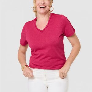 Tshirt Basique Coton Modal Christine Laure</br><h3>Fushia-Vert-Noir-Orange</h3>