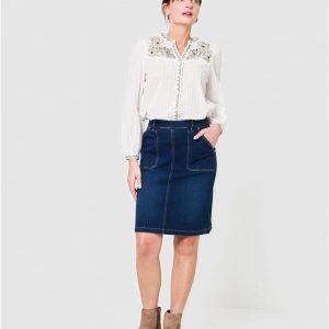 Jupe Jean CotonChristine Laure</br><h3>Bleu</h3>