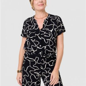 Combinaison Fluide Imprimée Christine Laure</br><h3>Noir</h3>