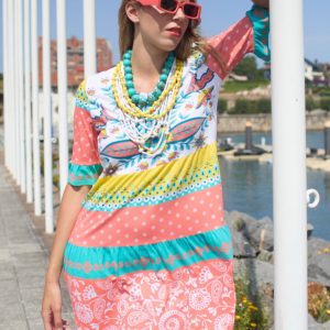 Robe Coton Manches 3/4 261183 Senoretta</br><h3> Corail</h3>