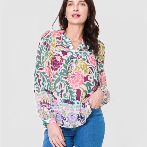 Blouse en Voile Motif Floral Christine Laure</br><h3>Multicolore</h3>