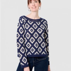 Pull Crochet Coton Christine Laure</br><h3>Bleu</h3>
