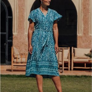 Robe Fluide Longue Imprimée Christine Laure</br><h3>Emeraude</h3>
