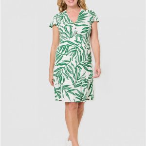 Robe Fluide Imprimée Feuillage Christine Laure</br><h3>Vert</h3>
